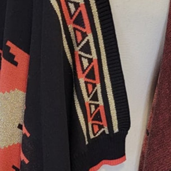 Hooked Up by IO Women'  Aztec Design Side Hi Low Open Long  Sleeve Cardigan M - Picture 12 of 12